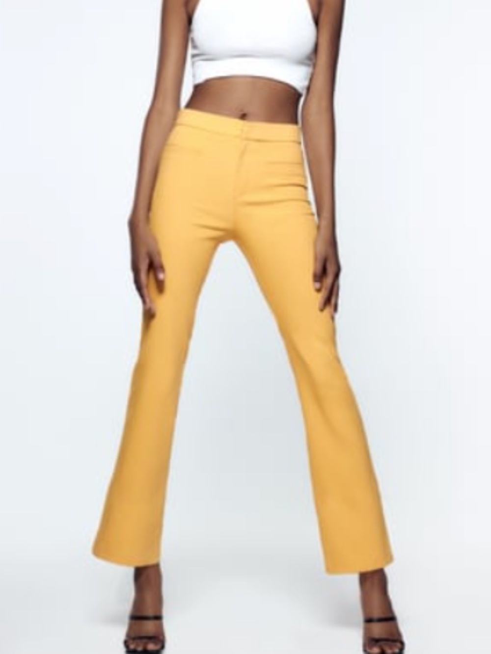 Zara retro tangerine flare cropped pants made in Europe NWT
